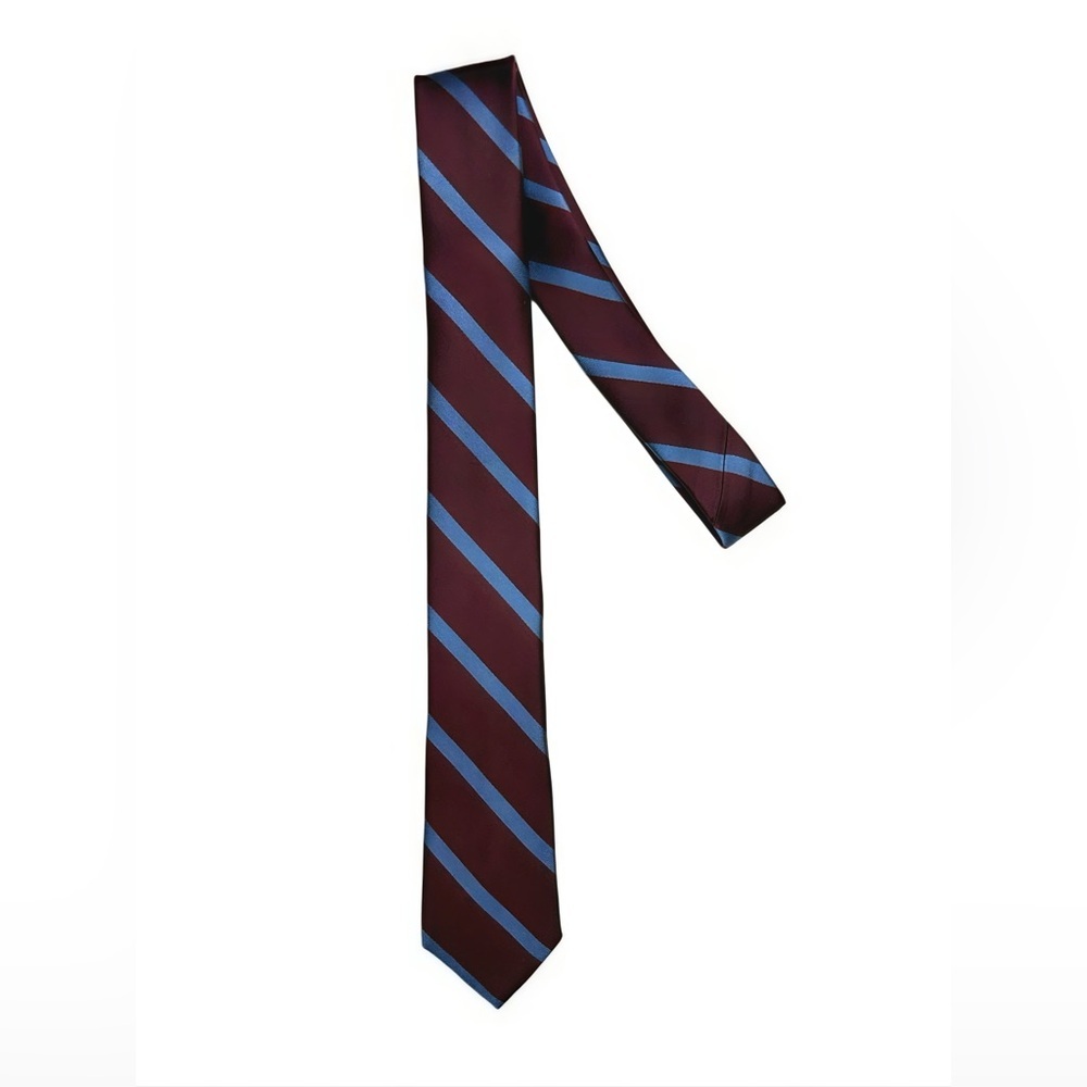 J.Crew NWT Maroon Blue Stripe Tie Silk Preppy Necktie Mens New